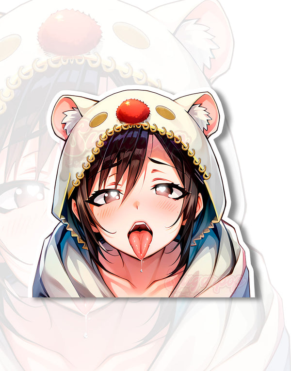 Sticker Peeker Ahegao - Yuffie Kisaragi Moogle Hoodie